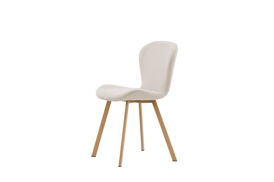 VENTURE DESIGN Lilja spisestuestol - beige stoff og stl med eikelook