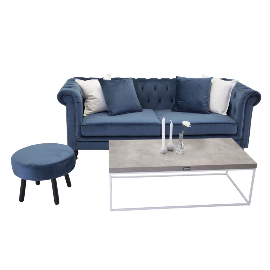 VENTURE DESIGN Velvet 3 pers. sofa - bl velour og tr 