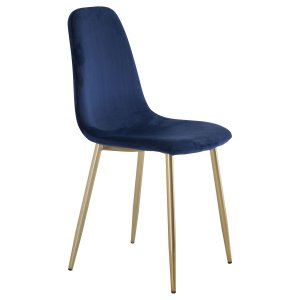 VENTURE DESIGN Polar spisebordsstol - bl velour og messing metal