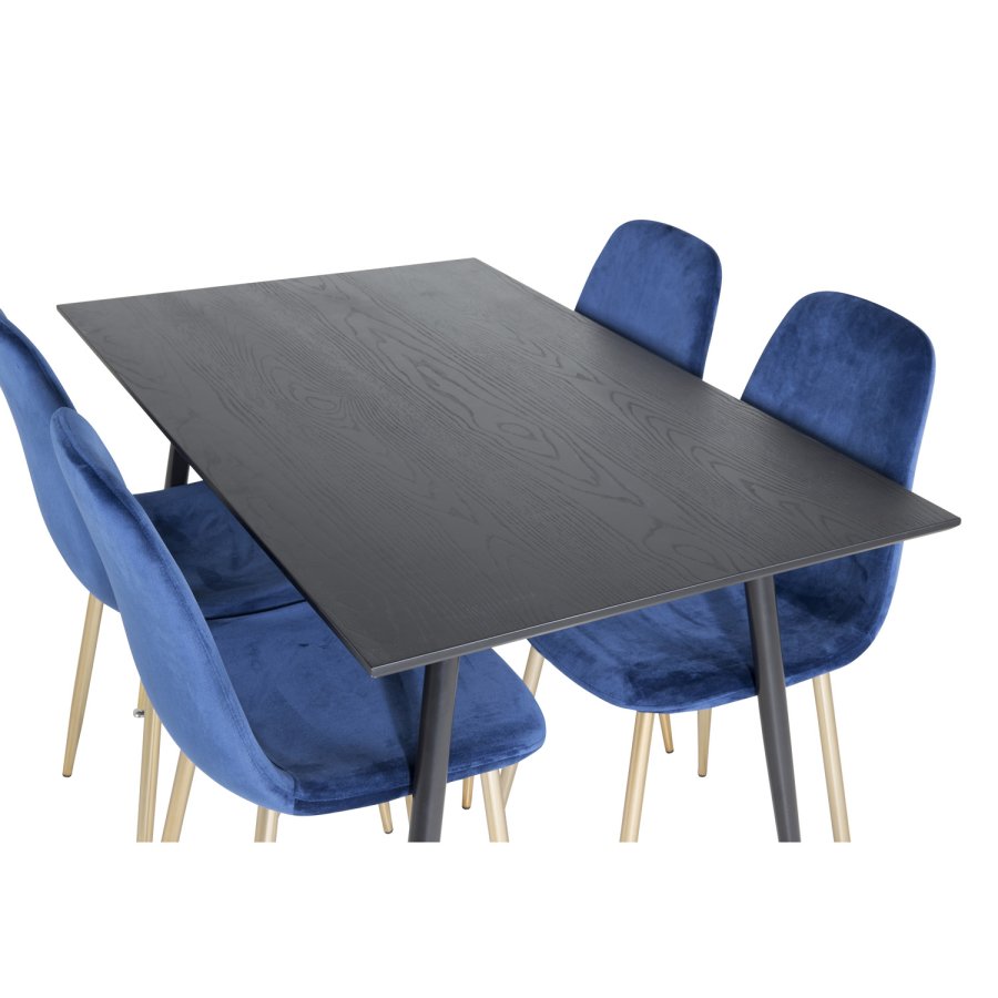 VENTURE DESIGN Polar spisestuestol - bl velour og messingmetall