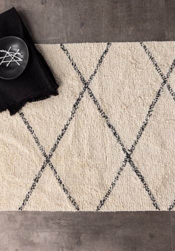 VENTURE DESIGN Thelma Rug Thelma Cotton - 50*80- -Rektangulr-Hvit/Sort