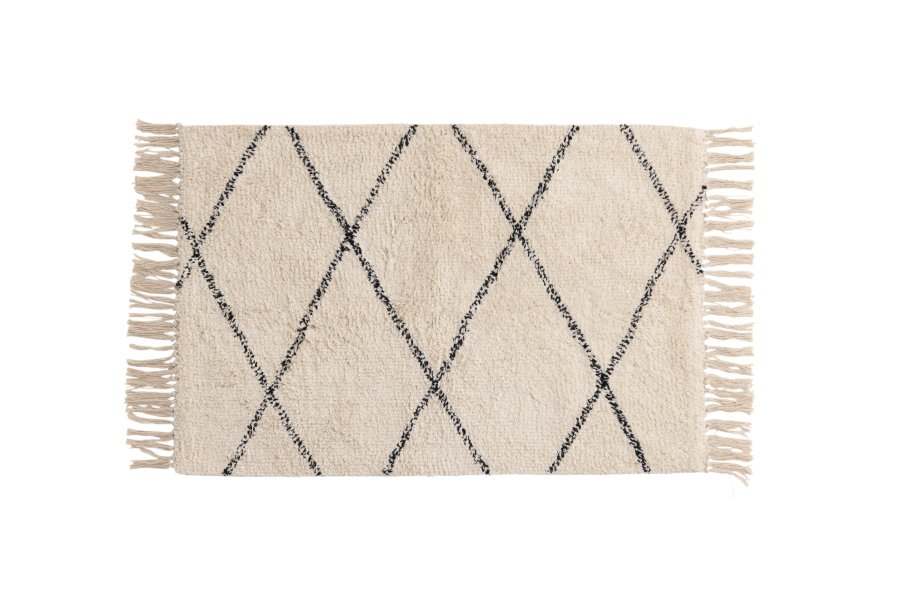 VENTURE DESIGN Thelma Rug Thelma Cotton - 50*80- -Rektangulr-Hvit/Sort
