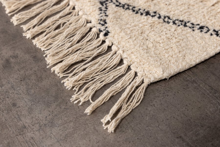 VENTURE DESIGN Thelma Rug Thelma Cotton - 50*80- -Rektangulr-Hvit/Sort