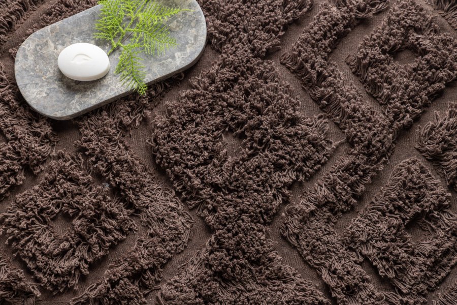 VENTURE DESIGN Hilma bademtte, rektangulr - brun bomuld (50x80)