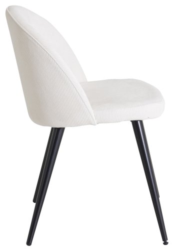 VENTURE DESIGN Spisestol i flyel med armlener - beige flyel og sort metall