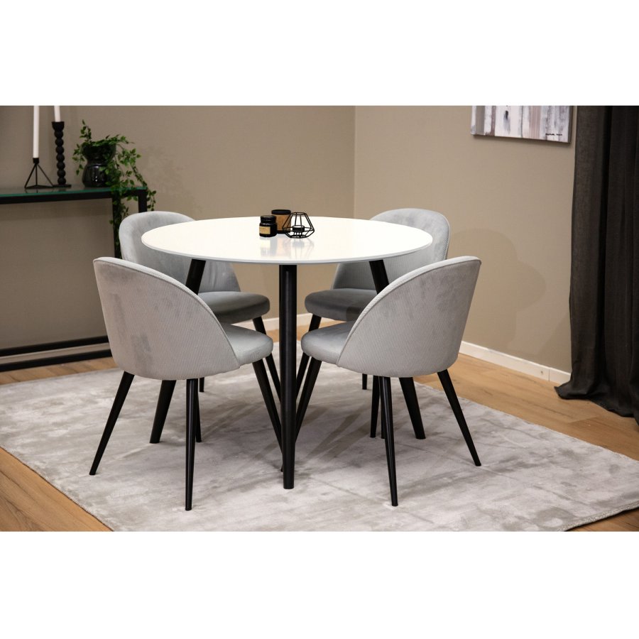 VENTURE DESIGN Spisebordstol i flyel, med armlener - gr velour og metall