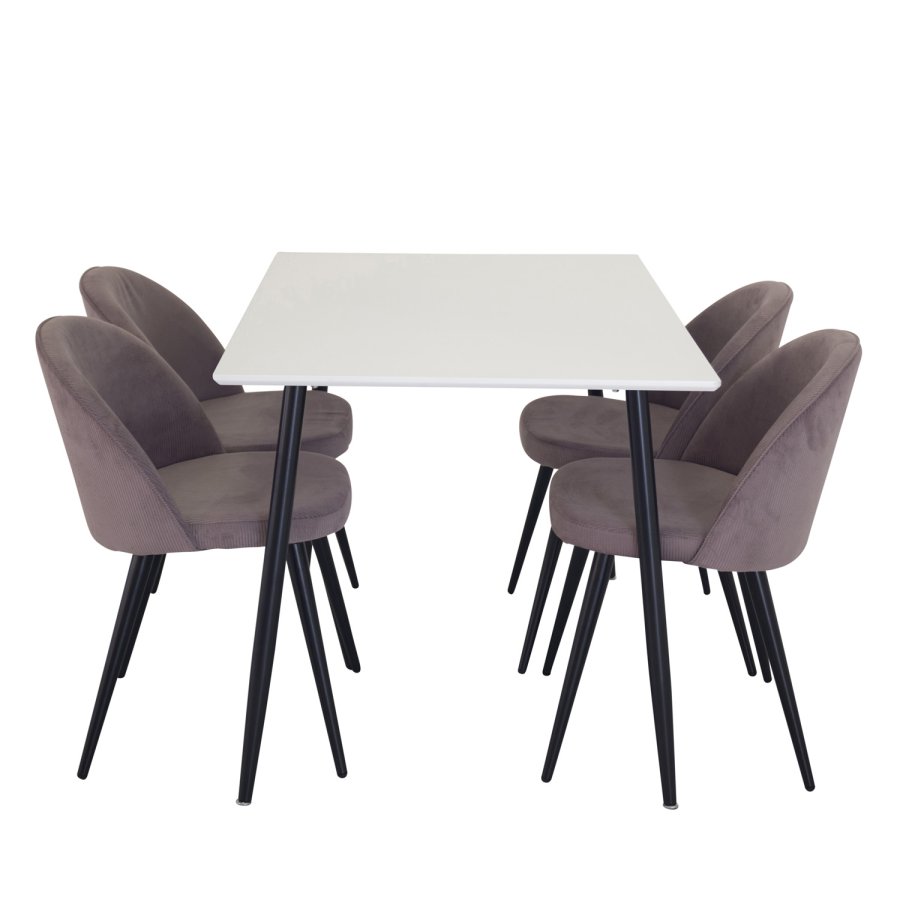 VENTURE DESIGN Spisebordstol i flyel, med armlener - gammelrosa velur og metall