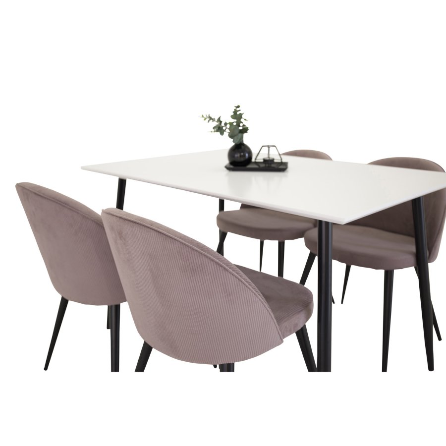 VENTURE DESIGN Spisebordstol i flyel, med armlener - gammelrosa velur og metall