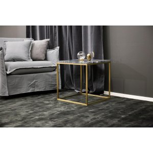 VENTURE DESIGN Estelle sidebord - sort marmor og messing metal (50x50)