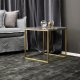 VENTURE DESIGN Estelle sidebord - sort marmor og messing metal (50x50)