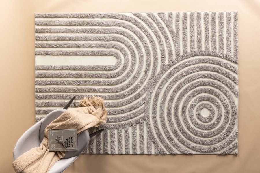 VENTURE DESIGN Nikita Teppe Nikita Poly-bomull Canvas - 230*160- -Rektangulrt- Gr/Hvit