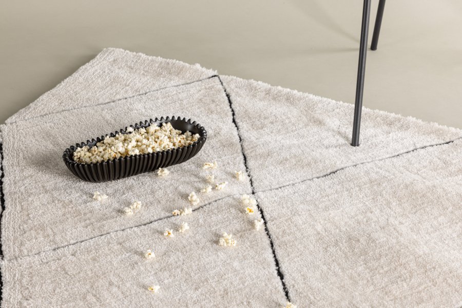 VENTURE DESIGN Patrik Teppe Patrik Polyester Shaggy - 230*160- -Rektangulr-Hvit/Sort