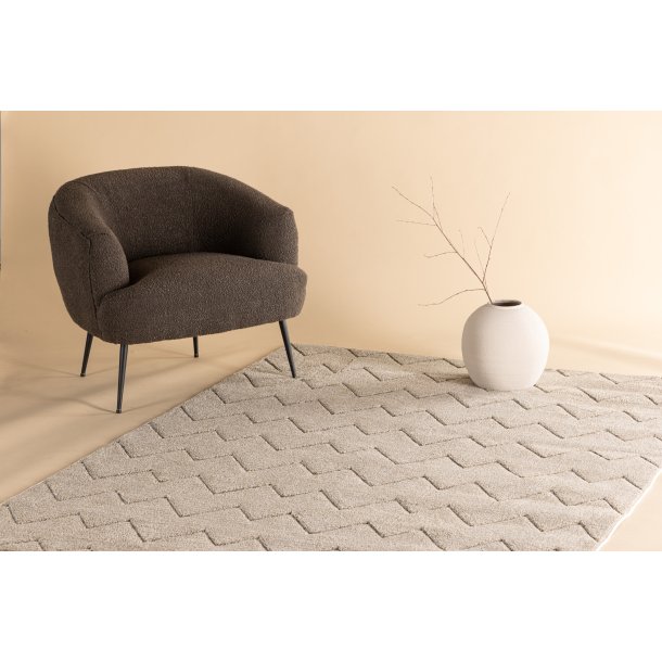 Pia gulvtppe, rektangulr - brun polyester (230x160)