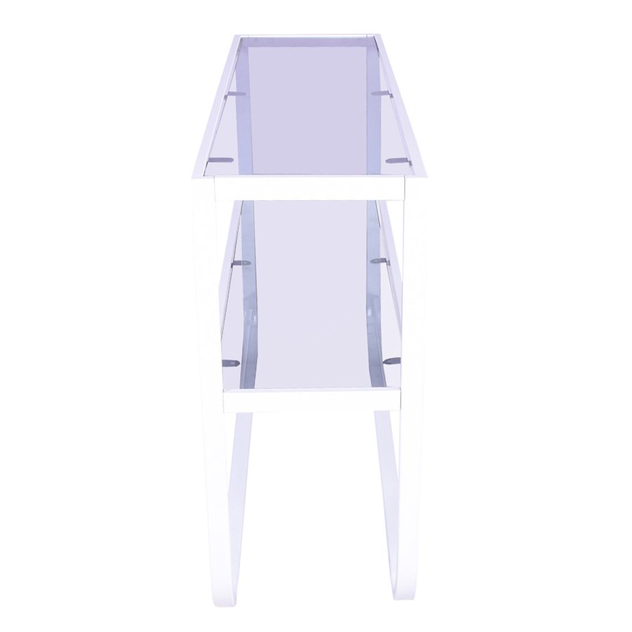 VENTURE DESIGN Rocker sidebord - grtt glass og hvitt metall (110x30)