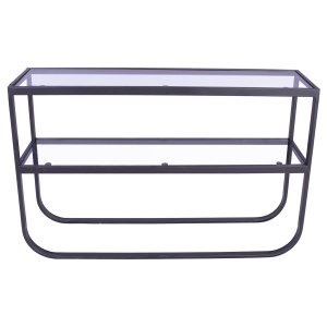 VENTURE DESIGN Rocker Sidobord, med 1 Hylla - Grtt Glas och Svart Metall (110 x 30 cm)