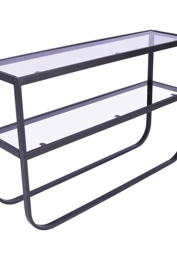VENTURE DESIGN Rocker Sidobord, med 1 Hylla - Grtt Glas och Svart Metall (110 x 30 cm)