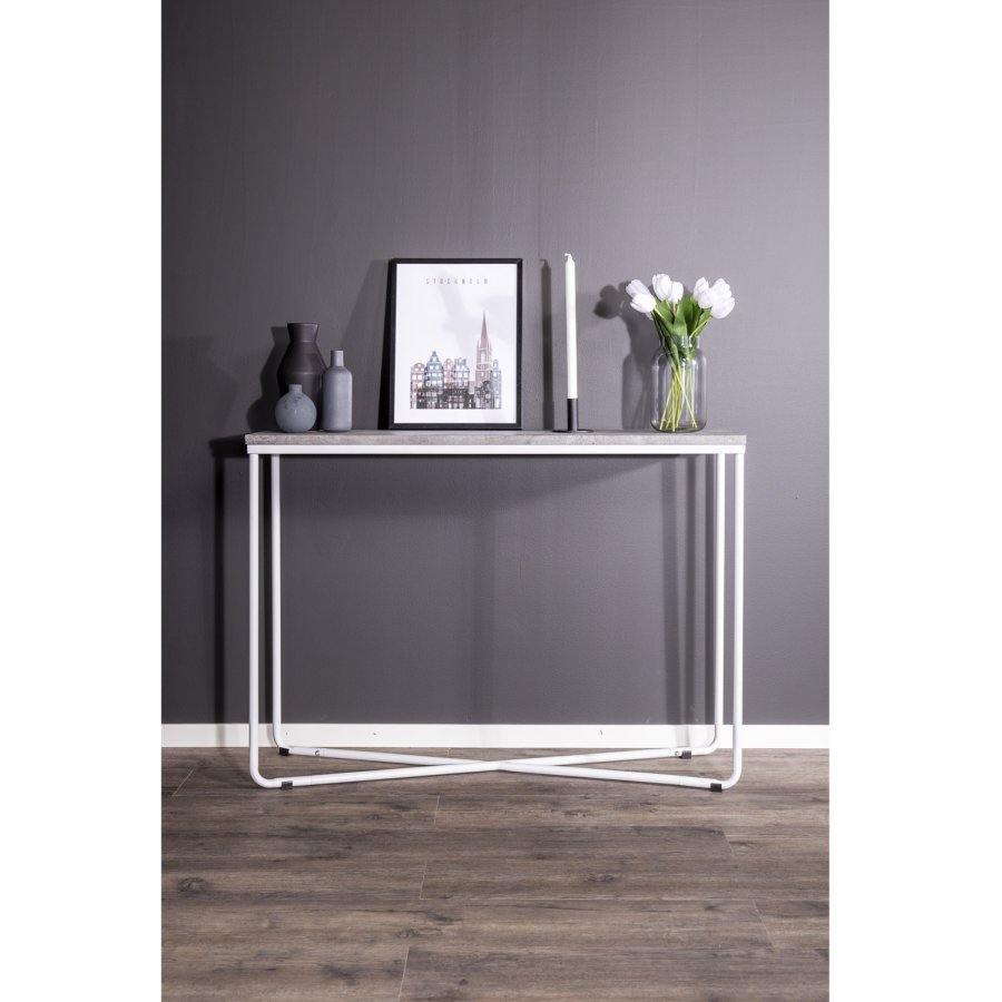 VENTURE DESIGN Palace sidebord - gr sement og hvitt metall (110x30)