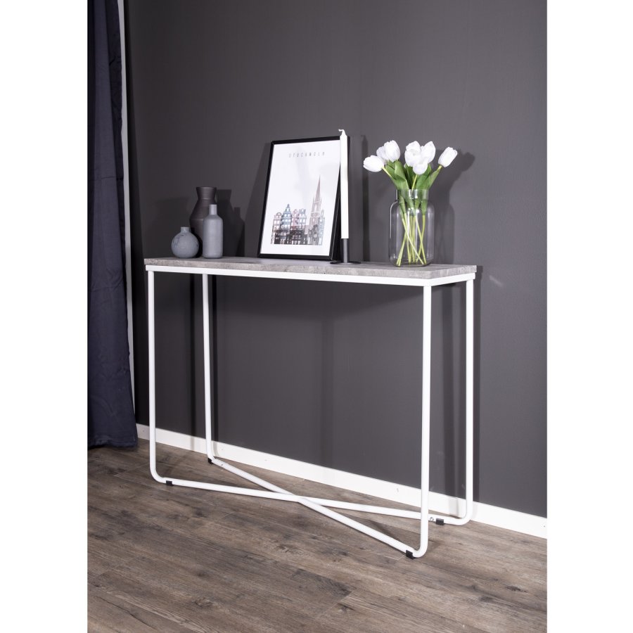 VENTURE DESIGN Palace sidebord - gr sement og hvitt metall (110x30)