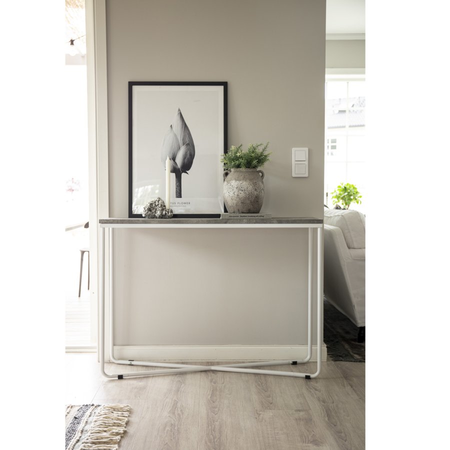 VENTURE DESIGN Palace sidebord - gr sement og hvitt metall (110x30)