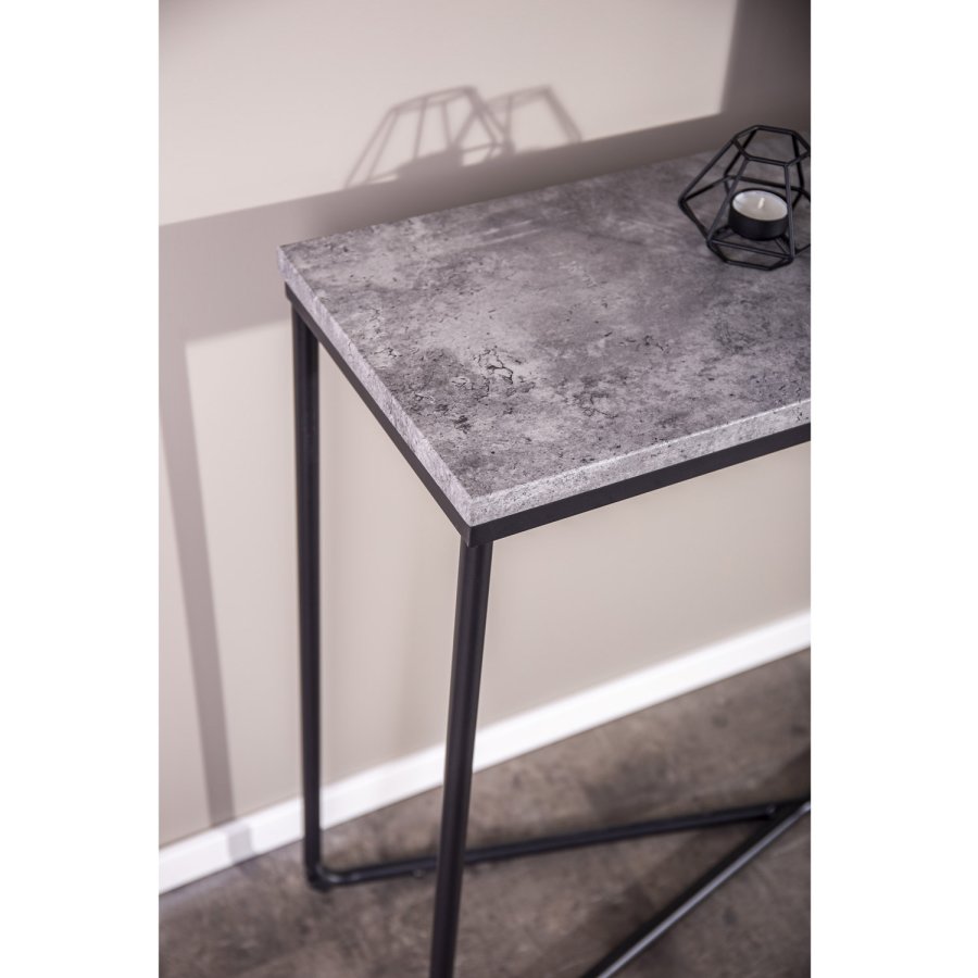 VENTURE DESIGN Palace sidebord - gr sement og svart metall (110x30)