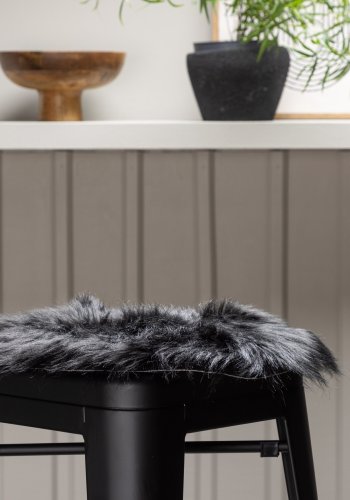VENTURE DESIGN Katy sdeskind, rund - sort akryl falsk pels (34)