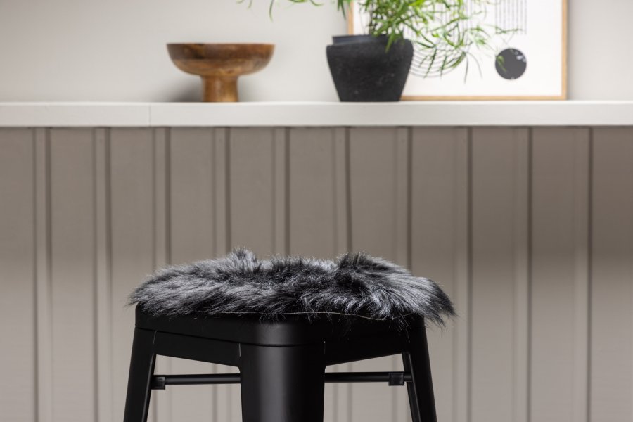 VENTURE DESIGN Katy sdeskind, rund - sort akryl falsk pels (34)