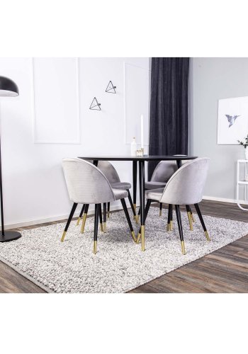 VENTURE DESIGN Rocker nattbord, med hylle - grtt rkt glass og hvitt metall (45x30)