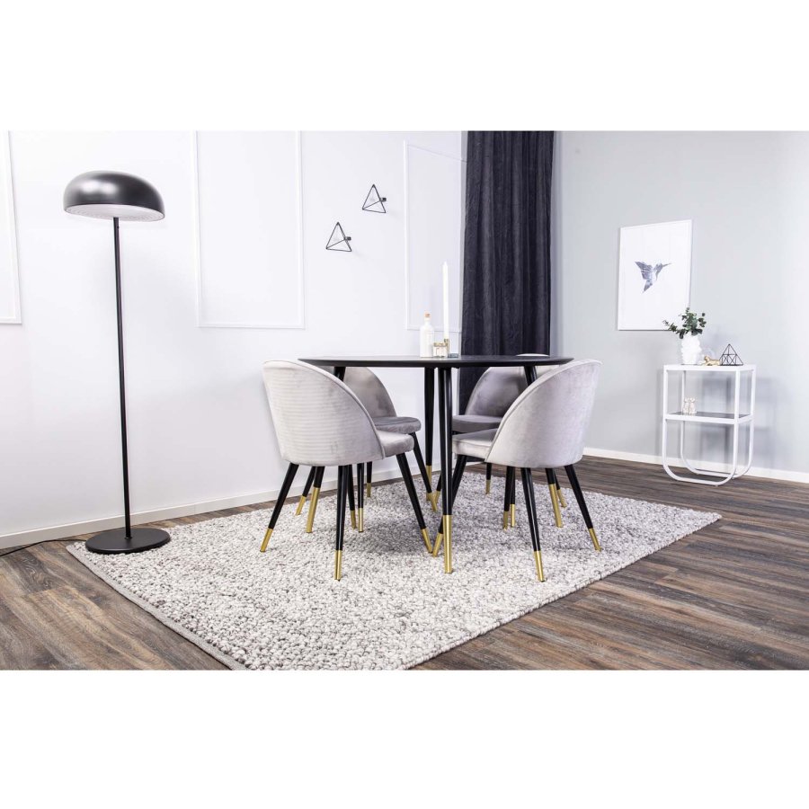 VENTURE DESIGN Rocker nattbord, med hylle - grtt rkt glass og hvitt metall (45x30)