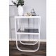VENTURE DESIGN Rocker nattbord, med hylle - grtt rkt glass og hvitt metall (45x30)