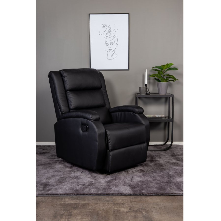 VENTURE DESIGN Rocker nattbord, med hylle - grtt rkt glass og svart metall (45x30)