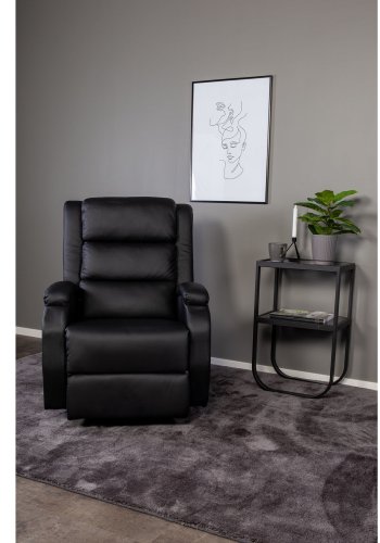 VENTURE DESIGN Rocker nattbord, med hylle - grtt rkt glass og svart metall (45x30)