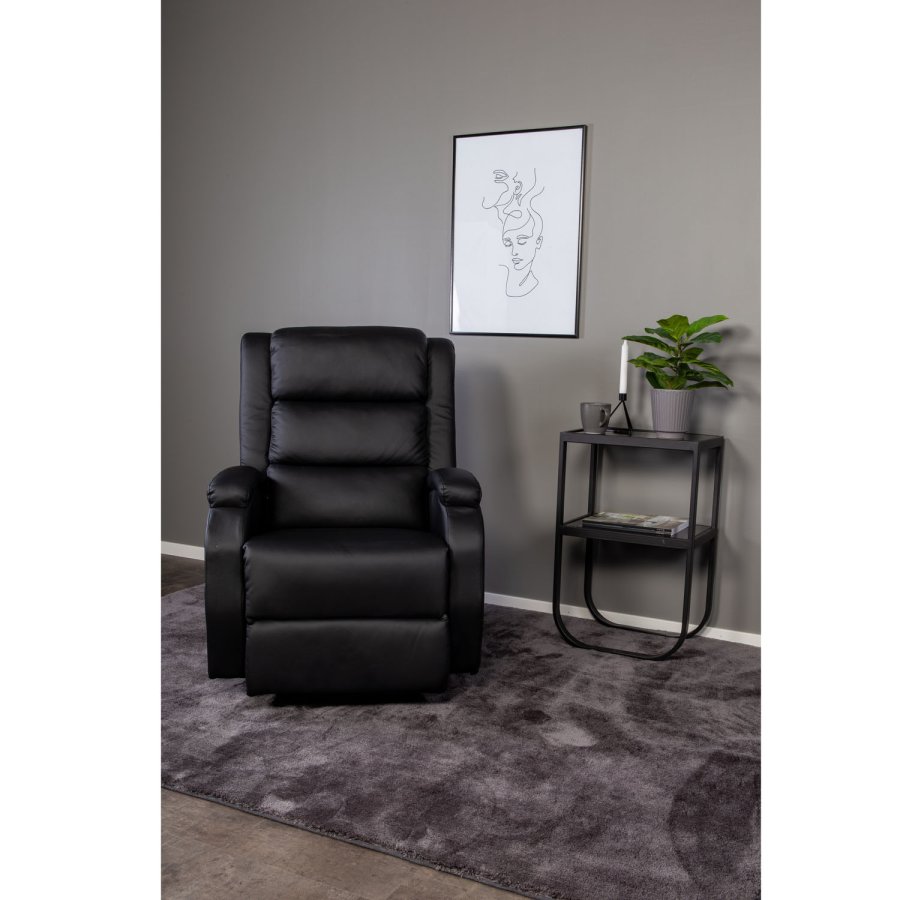 VENTURE DESIGN Rocker nattbord, med hylle - grtt rkt glass og svart metall (45x30)