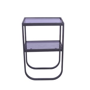 VENTURE DESIGN Rocker Sängbord, med Hylla - Grtt Rökfärgat Glas och Svart Metall (45 x 30 cm)