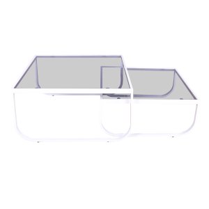 VENTURE DESIGN Rocker Sidobord - Grtt Glas och Vit Metall (Set om 2 cm)