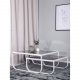 VENTURE DESIGN Rocker sidebord - grtt glass og hvitt metall (sett med 2)
