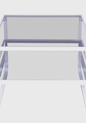 VENTURE DESIGN Rocker sidebord - grtt glass og hvitt metall (sett med 2)