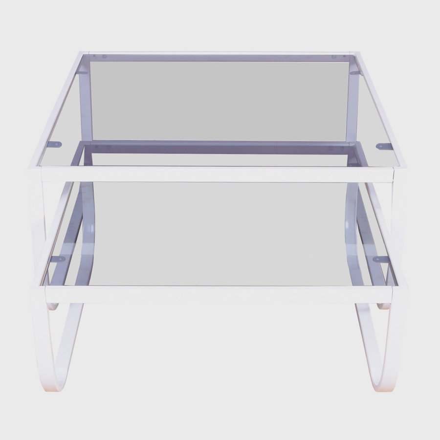 VENTURE DESIGN Rocker sidebord - grtt glass og hvitt metall (sett med 2)