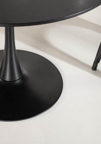 VENTURE DESIGN Glade Esstisch, rund – schwarzes MDF und schwarzer Stahl (100)