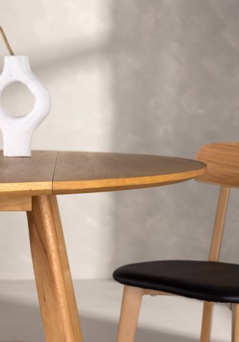 VENTURE DESIGN Yakidon spisebord, m. klaff, rund - gummitre/MDF med eikelook (120)