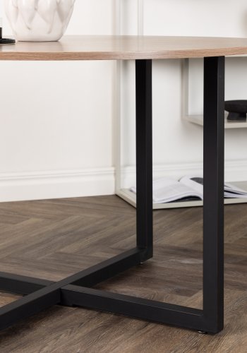 VENTURE DESIGN Durango Esstisch, rund – walnussfarbenes MDF und schwarzer Stahl (120)