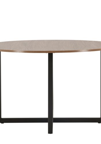 VENTURE DESIGN Durango Esstisch, rund – walnussfarbenes MDF und schwarzer Stahl (120)