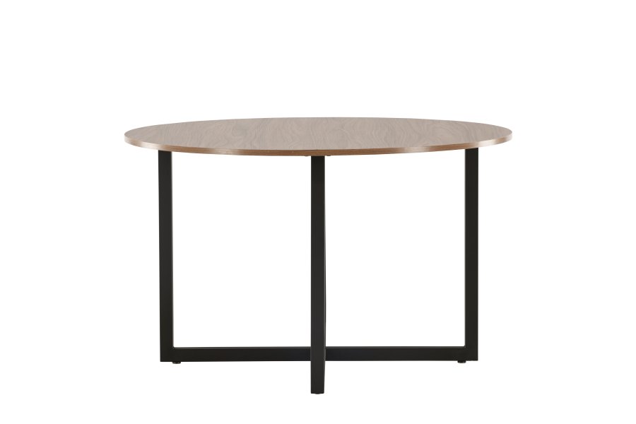 VENTURE DESIGN Durango Esstisch, rund – walnussfarbenes MDF und schwarzer Stahl (120)