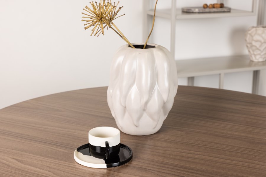 VENTURE DESIGN Durango Esstisch, rund – walnussfarbenes MDF und schwarzer Stahl (120)