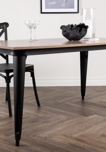 VENTURE DESIGN Tempe spisebord, rektangulrt - valntt MDF og svart stl (140x80)