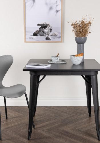 VENTURE DESIGN Tempe spisebord, firkantet - svart MDF og svart stl (80x80)