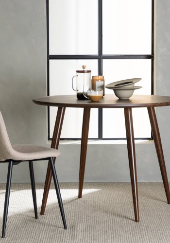 VENTURE DESIGN Sanford spisebord, rundt - mrkebrun MDF og stl (100)