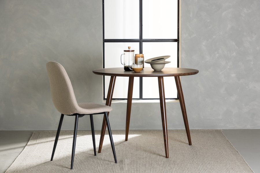 VENTURE DESIGN Sanford spisebord, rundt - mrkebrun MDF og stl (100)