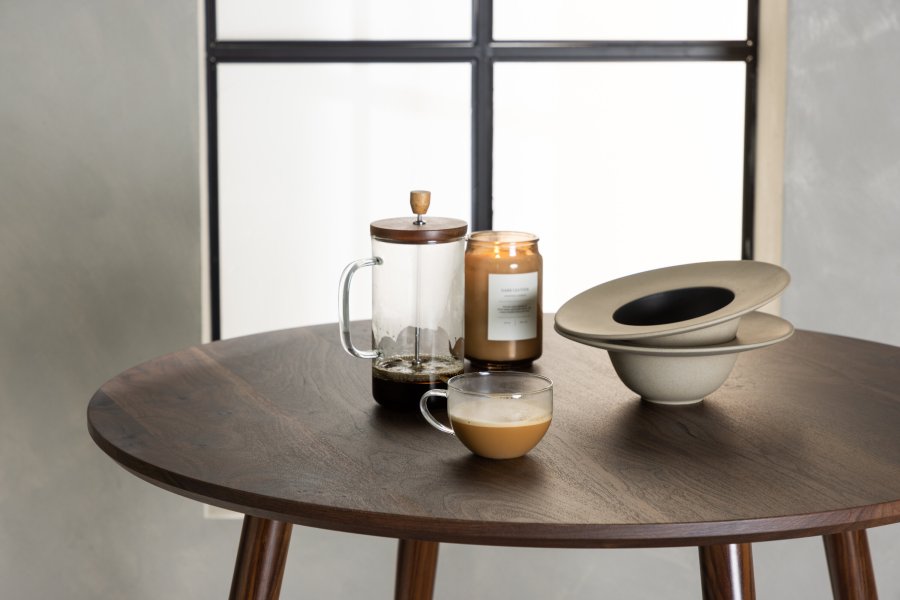 VENTURE DESIGN Sanford spisebord, rundt - mrkebrun MDF og stl (100)