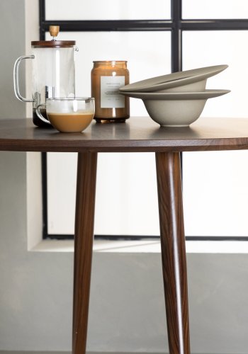 VENTURE DESIGN Sanford spisebord, rundt - mrkebrun MDF og stl (100)