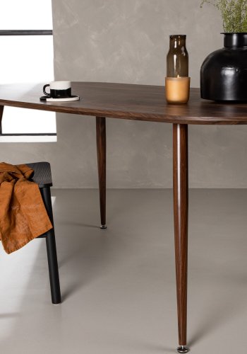 VENTURE DESIGN Sanford spisebord, ovalt - mrkebrun MDF og stl (180x90)